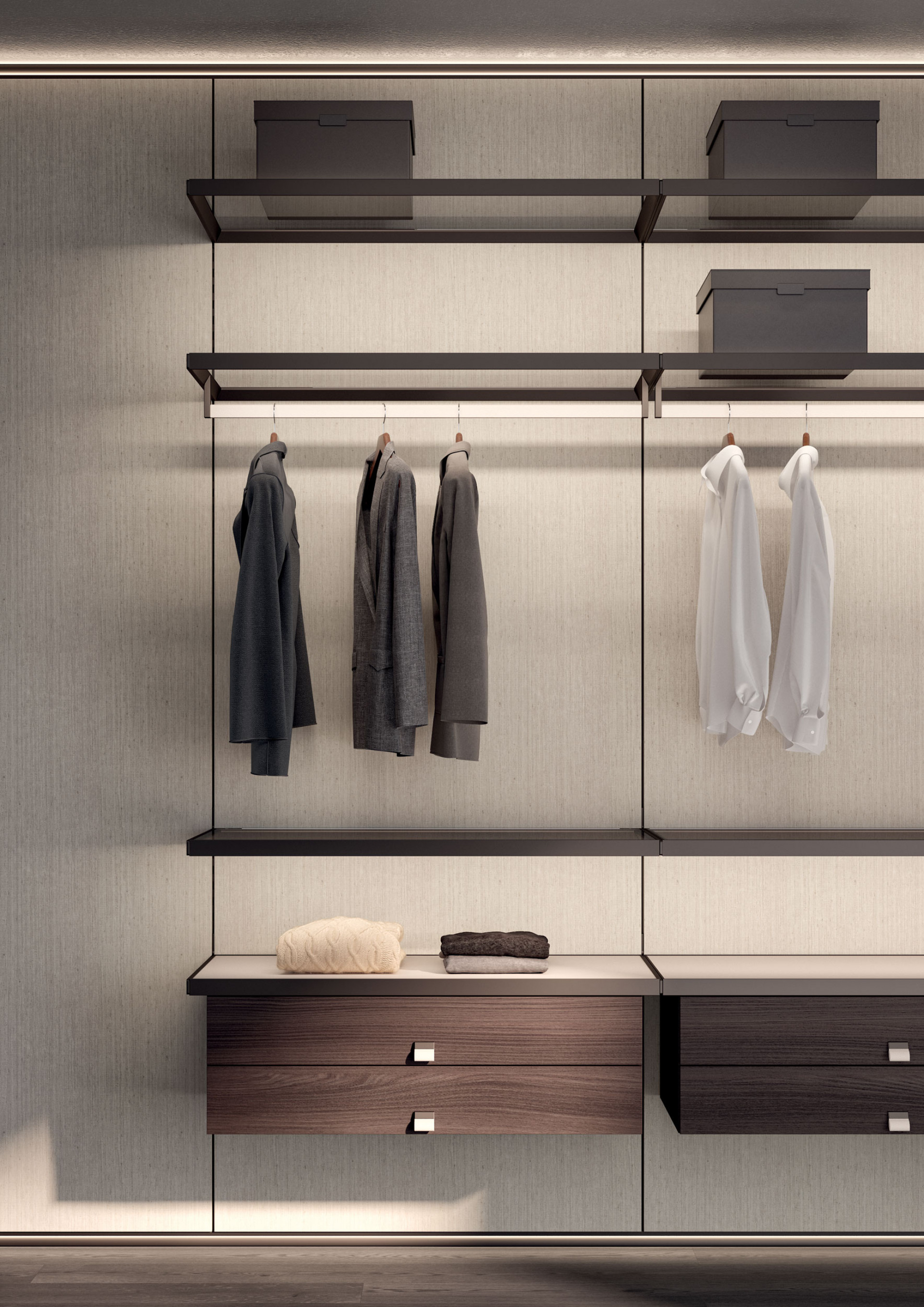 Modular walk-in wardrobe - PALO ALTO - MisuraEmme SpA - contemporary / glass  / lacquered aluminum