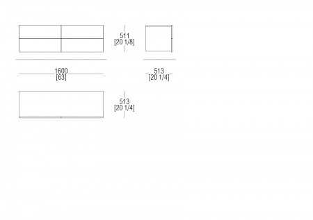 Hanging chest of drawers W. 1600 mm