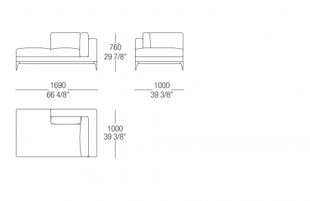 Chaise longue L. 1690 mm