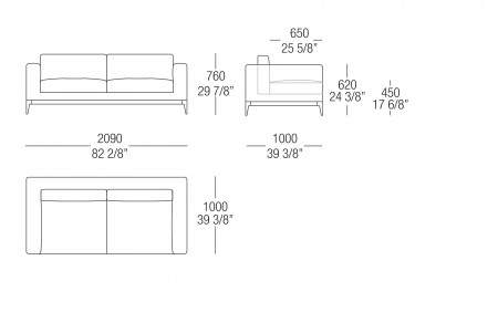 Sofa W. 2090 mm