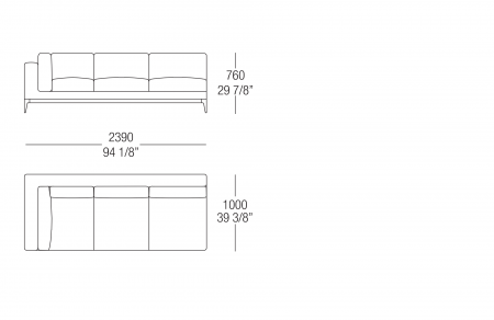 Corner element W. 2390 mm