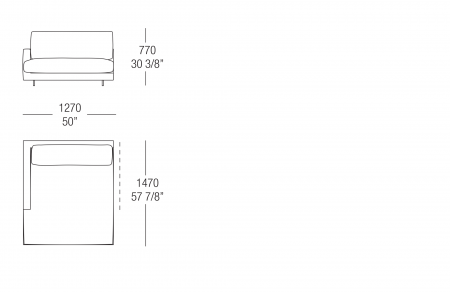 Chaise longue L. 1270 mm - Bracciolo L. 100 mm, SX-DX