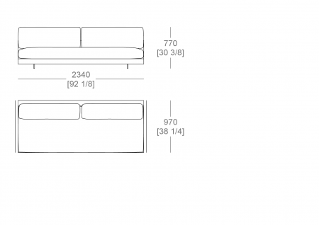 Central element W. 2340 mm, full sitting cushion