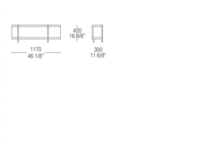 Bookcase element W. 1170 mm