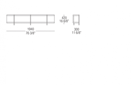 Bookcase element W. 1940 mm