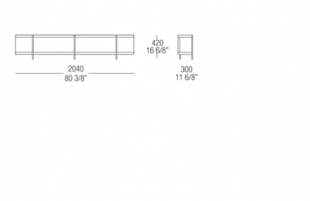 Bookcase element W. 2040 mm