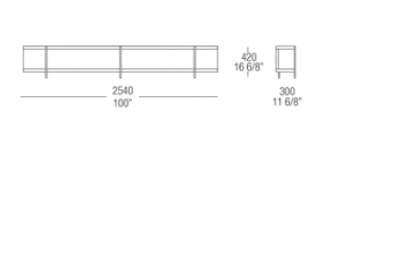 Bookcase element W. 2540 mm