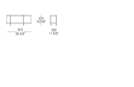 Bookcase element W. 970 mm