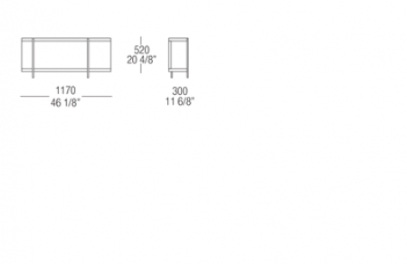 Bookcase element W. 1170 mm