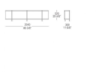 Bookcase element W. 2040 mm