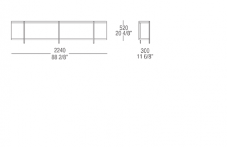 Bookcase element W. 2240 mm