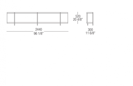 Bookcase element W. 2440 mm