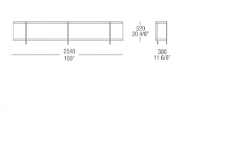 Bookcase element W. 2540 mm