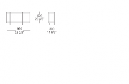 Bookcase element W. 970 mm