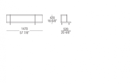 Bookcase element W. 1470 mm