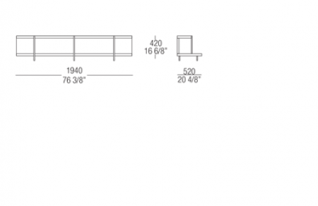 Bookcase element W. 1940 mm