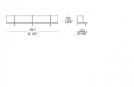 Bookcase element W. 2040 mm