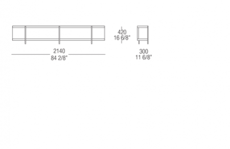 Bookcase element W. 2140 mm