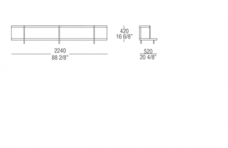 Bookcase element W. 2240 mm