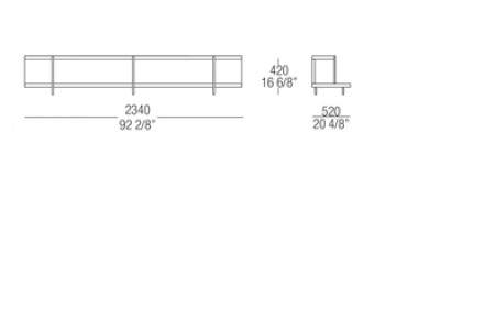 Bookcase element W. 2340 mm