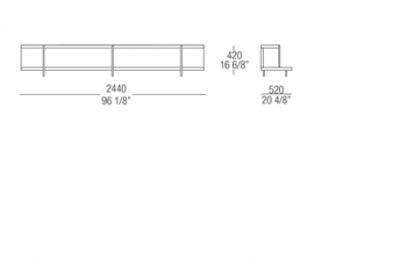 Bookcase element W. 2440 mm