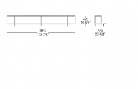 Bookcase element W. 2640 mm