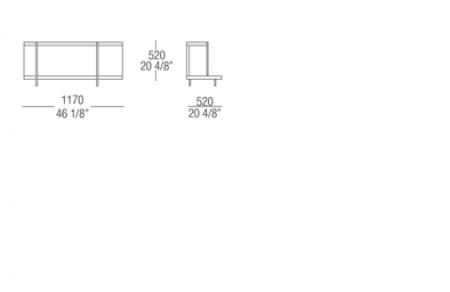 Bookcase element W. 1170 mm