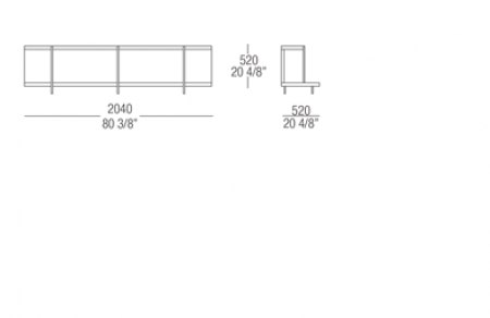 Bookcase element W. 2040 mm