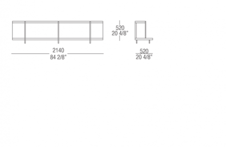 Bookcase element W. 2140 mm