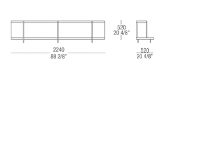 Bookcase element W. 2240 mm