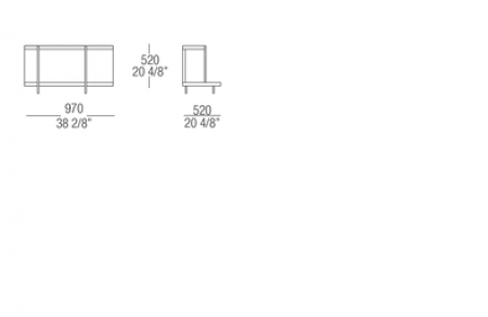 Bookcase element W. 970 mm