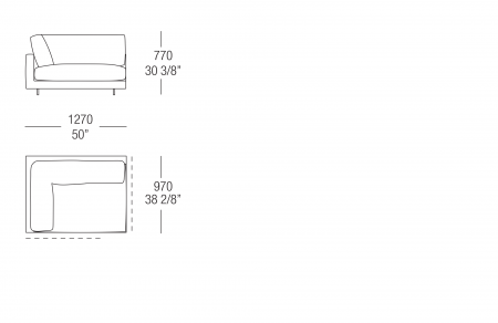 Corner element W. 1270 mm, SX-DX