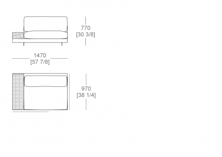 Corner element W. 1470 mm - top support W. 300 x D. 840 mm. SX-DX