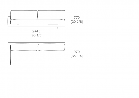 Terminal element W. 2440 - armrest W. 100 mm, full sitting cushion, SX-DX