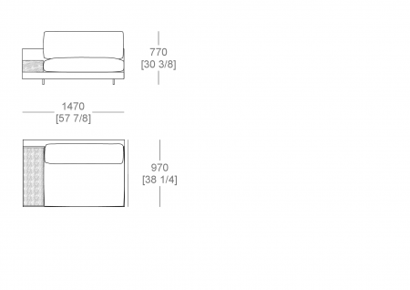 Terminal element W. 1470 mm - top support W. 300 x D. 840 mm, SX-DX