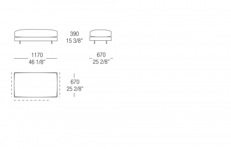 Pouf L. 1170 mm