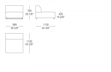 Central and terminal element W. 980 mm