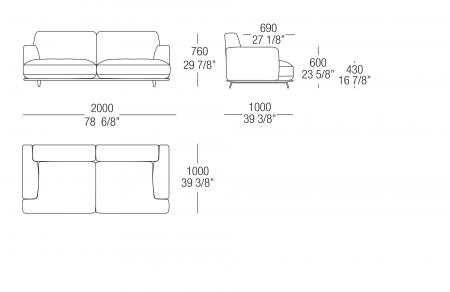 Sofa W. 2000 mm