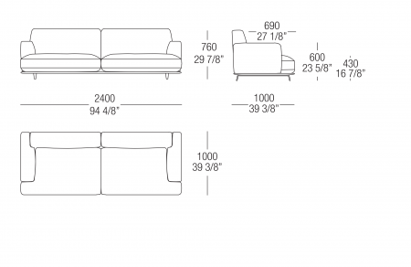 Sofa W. 2400 mm