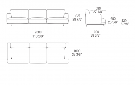 Sofa W. 2800 mm