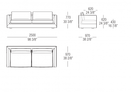 Sofa W. 2500 mm