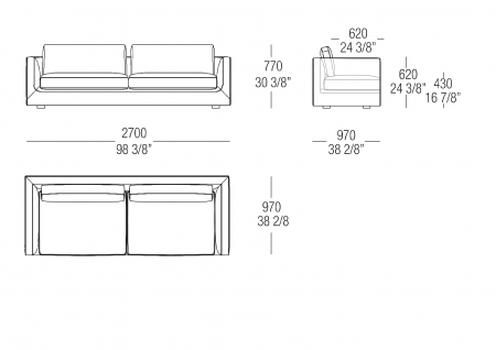 Sofa W. 2700 mm