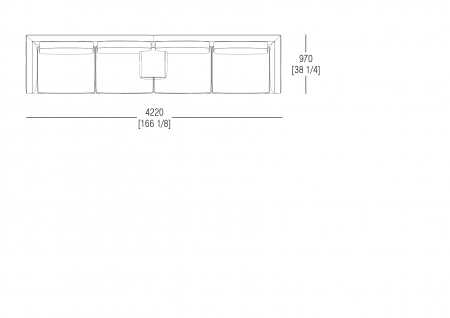 Composizione L: 4220 x P. 970 mm