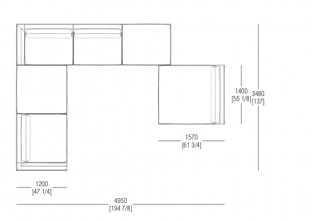 Composizione L. 4950 x P. 3480 mm