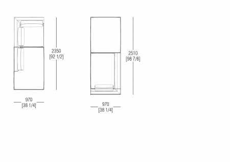 Composizioni L. 970 x P. 2350 - L. 970 x P. 2510 mm