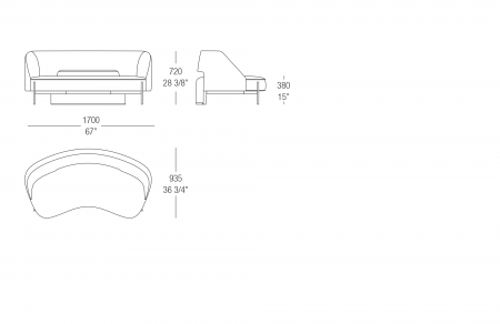 Round sofa W. 1700 mm