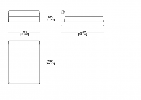 Bed (mattress W. 1600 x D. 2000 mm)