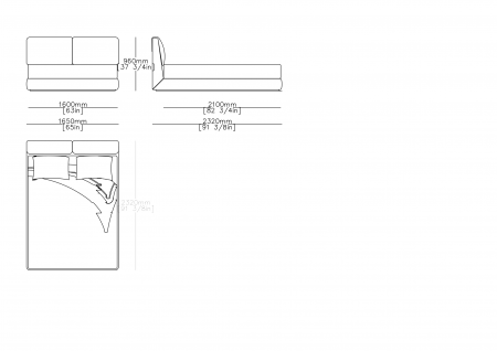 Fixed bedspring (mattress size 1600 x 2100 mm)