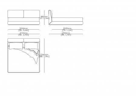 Fixed bedspring KS (mattress size 1930 x 2020 mm)