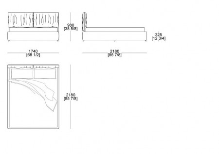 Bed with box (mattress W.1600 mm x D. 2000 mm)